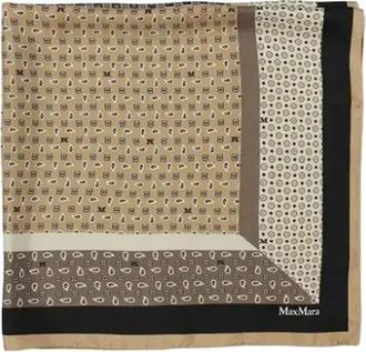 Max Mara Accessoires, Dames, Bruin, ONE Size, Carre 90 Zijden Sjaal
