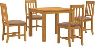 vidaXL Conjunto De Comedor 5 Uds. Gris Madera De Roble S&oacute;lido Vidaxl
