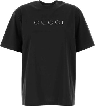 Gucci Camiseta de algod&oacute;n con estampado - Tops - Mujer - Negro - L