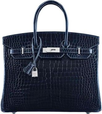 Herm&egrave;s Herm&egrave;s Birkin 25 Crocodile Porosus Lisse Bleu Marine
