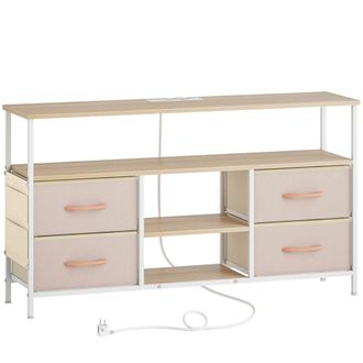 HOMCOM Mueble de tv 120x30x67.5 cm beige y blanco