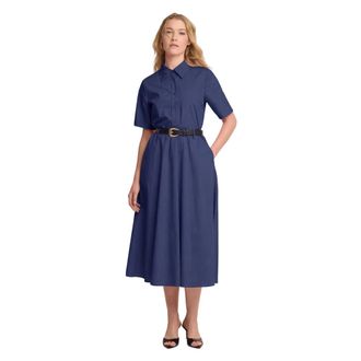 Kocca Collared Full-Length Light Dress - Dames - Casual kleedjes - Blauw - XL - Katoen - Kleedjes