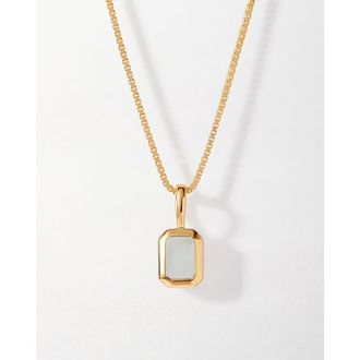 Edge of Ember Deco Birthstone Necklace in Aquamarine (March) at Nordstrom, Size 16
