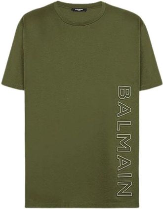 Balmain Reflecterend Logo Katoenen T-Shirt - Heren - T-shirts - Groen - XS - Katoen - Tops
