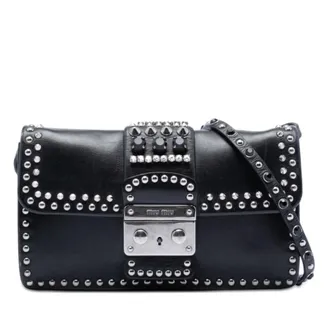 Miu Miu Pre-owned Miu Miu Studded Leather Push Lock Crossbody Ladies 2VPZL24HCEUTGWIE