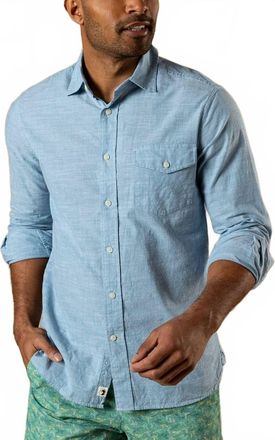Duck Head Long Sleeve Cotton Chambray Sport Shirt In Sunwashed Blue