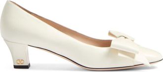 Valentino Garavani White Bow Leather Pumps