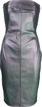 Rick Owens iridescent bustier minidress - women - Cotton/Lycra/Lamb Skin/Polyamide/Elastane - 38 - Purple
