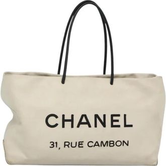 Chanel Pre-owned Leather chanel-bags - Dames - Vintage Shopper - Wit - ONE Size - Leer - Vintage