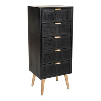 Wanderlust Deco Sinfonier De Madera Y Rejilla Lacado Negro 42x36,5x100,5