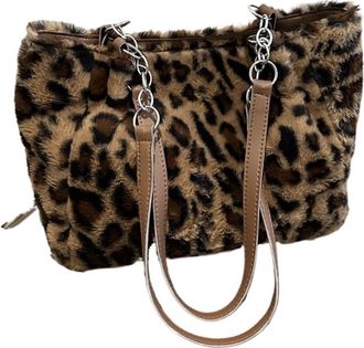 Generic Womens Plush Bags Plush Bag Bags Women Fashion Portable Handbags Winter Soft Warm Girls Large Capacity Tote Purse(Brown)