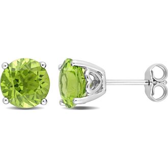 Delmar Sterling Silver Round Peridot Stud Earrings in Green at Nordstrom Rack