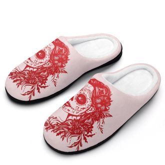 Generic Day of The Dead Woman Funny Mens Slippers Cotton Warm House Shoes Memory Foam Sandals Print Size 7-14