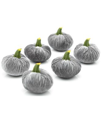 Flora Bunda Set Of 6 Small Velvet Pumpkins in Box