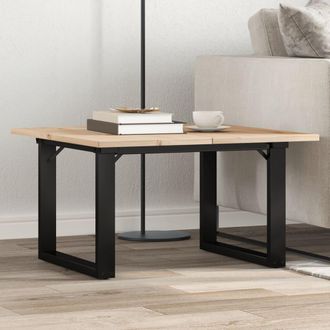 vidaXL Vidaxl - Mesa De Centro Marco O Madera Maciza Pino Y Acero 60x60x40 Cm