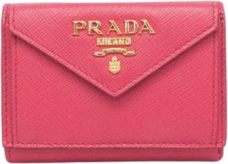 Prada Pre-owned Saffiano Metal 1Mh 021 Tri-fold Portemonnee - Dames - Vintage Accessoires - Roze - ONE Size - Leer - Vintage