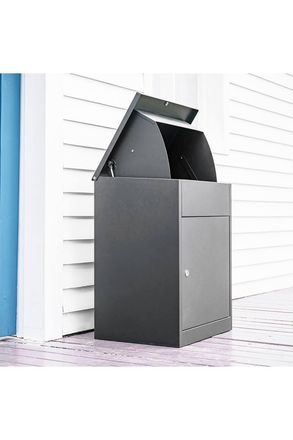 Living and Home Lockable Galvanised Steel Parcel Drop Box in Dark Grey