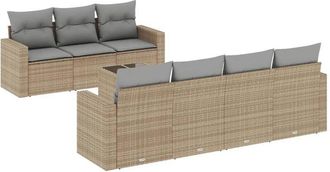 vidaXL Vidaxl - Juego De Sof&aacute;s De Jard&iacute;n Con Cojines Beige 8 Pzas Rat&aacute;n Pe