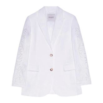 Ermanno Scervino Blazers, female, White, Size: 2XS Single-breasted Linen Blazer