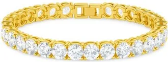 Sterling Forever Round Cut Cubic Zirconia Tennis Bracelet in Gold at Nordstrom, Size Medium