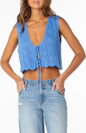Roxy Beach Bound Cotton Crop Sweater Vest in Blue Horzn at Nordstrom, Size Xx-Large