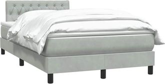 vidaXL Cama Box Spring Con Colch&oacute;n Terciopelo Gris Claro 120x210 Cm Vidaxl