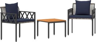 vidaXL Juego De Muebles De Exterior 3 Uds. Gris Y Azul Marino Vidaxl