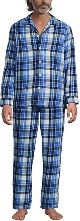 Lands End Flannel Pajama Set in Muted Cobalt Blue Plaid at Nordstrom, Size Xx-Large