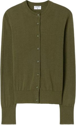 Filippa K Merino Korte Cardigan - Dames - Vesten - Groen - L - Wol - Truien & Vesten