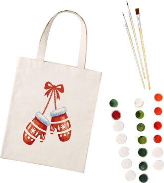 Generic CXINLky Painting by Numbers Canvas Bag, Creative DIY Painting by Numbers Shoulder Bag Handbag with Large Capacity, 06 Gloves, Medium