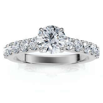 Pompeii3 1Ct Pave Cathedral Diamond Engagement Ring 14k Gold Lab Grown