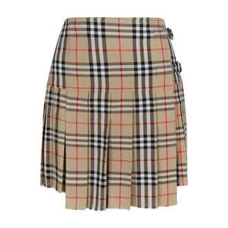 Burberry Rokken, Dames, Beige, S, Wol, Archive Mini Kilt