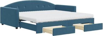 vidaXL Vidaxl - Sof&aacute; Cama Nido Con Cajones Terciopelo Azul 100x200 Cm