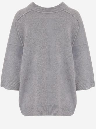 Carven Womens Cashmere V-Neck Sweater Light Grey
