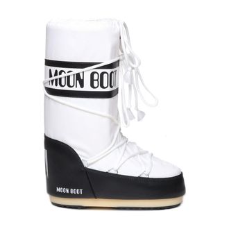 Moon Boot Moon Boot, Winter Boots, female, Black, Size: 5 US Nylon Contrast Logo Black Boots