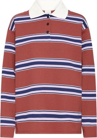 Ichi Polo Gestreept Lange Mouw - Dames - Polos - Bruin - M - Tops