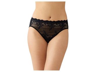 Wacoal Embrace Lace Hi-Cut Brief Womens Underwear Black/Night Sky : SM, Cotton/Lace/Mesh