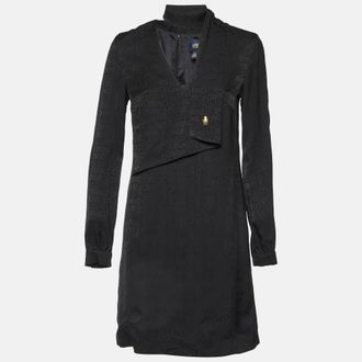 Roberto Cavalli Black Logo Jacquard Crepe Shift Dress