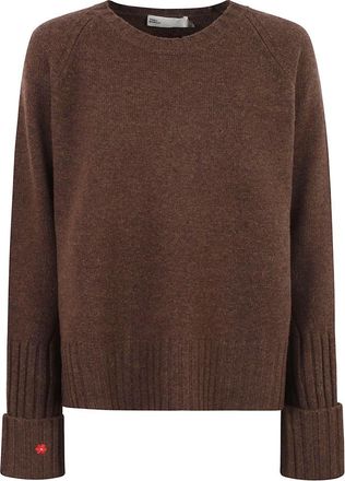 Tory Burch Merino Wol Trui met Ronde Hals - Dames - Ronde hals truien - Bruin - XS - Wol - Truien & Vesten