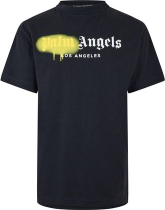 Palm Angels Mens La Tee in Black Yellow - Size 2XS
