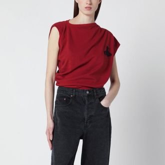 Vivienne Westwood Red asymmetric sweater with Orb logo