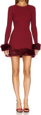 Show me your Mumu Fran Dress With Faux Fur Trim In Cranberry Rib