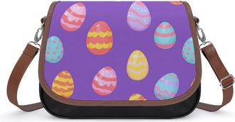 Generic Colorful Easter Eggs Crossbody Bags for Women Fashion Leather Shoulder Handbags With Adjustable Strap