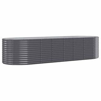 Berkfield Home Garden Raised Bed Powder-coated Steel 322x100x68 cm Anthracite in Charcoal | Size: 322 x 100 x 68 cm