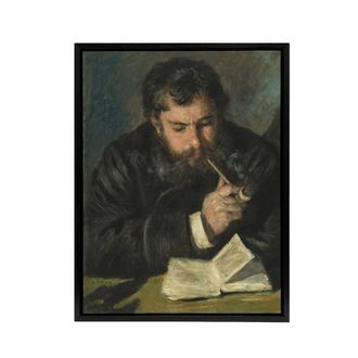 Artery8 Claude Monet Portrait Renoir Vintage Black Framed Canvas Wall Art | Size: W24 x H32