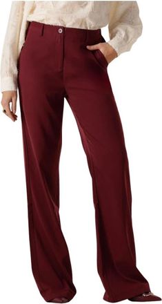 Ydence Pants Solange Tall - Dames - Wijde Broeken - Rood - XS - Polyester - Broeken