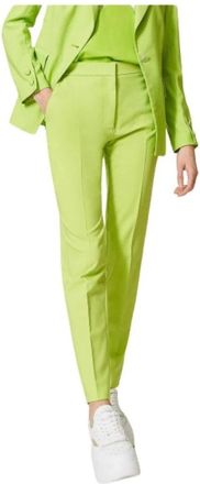 Twinset Fluwelen Cigaretbroek met Satijnen Afwerking - Dames - Broeken - Groen - S - Satijn - Broeken