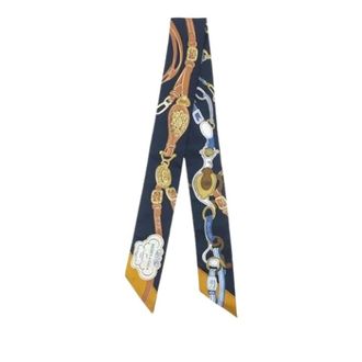 Herm&egrave;s Pre-owned Scarves, female, Blue, Size: ONE SIZE Pre-owned Brides de Gala Twilly Scarf