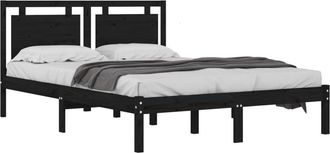 vidaXL Estructura De Cama De Madera Maciza De Pino Negra 200x200 Cm Vidaxl