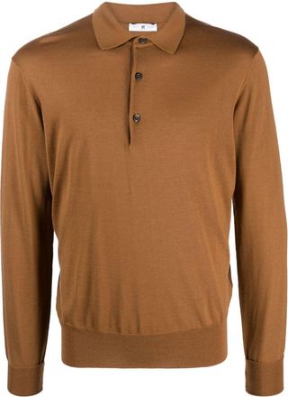 Pantaloni Torino fine-knit virgin-wool polo jumper - men - Virgin Wool - 46 - Brown